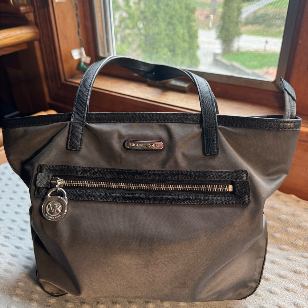 Michael Kors Black Nylon Tote with Silver Accents